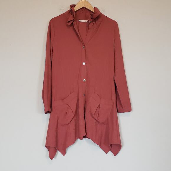 Soft Surroundings Plein Air Button Down Lagenlook Collared Tunic Top Women XS - Picture 2 of 11